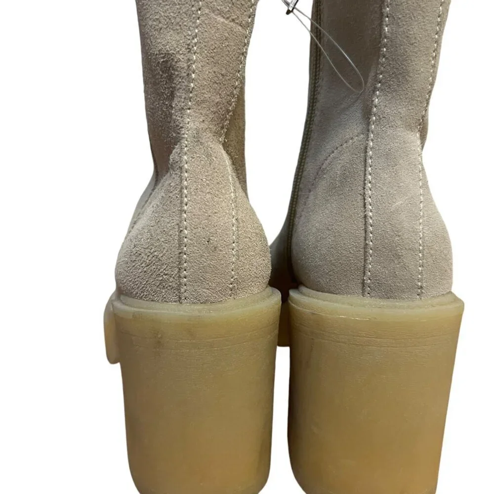Dolce Vita Beige‎ Suede Platform Ankle Boots With Block Heel Size 7.5
